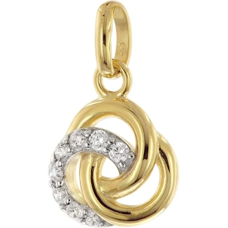 GLIZZ Zirkonia Herz-Anhänger Gold 333/8K an vergoldeter Silberkette, 45 cm, elegantes Damen-Halsketten-Accessoire, ideal als Geschenkidee – Bild 2