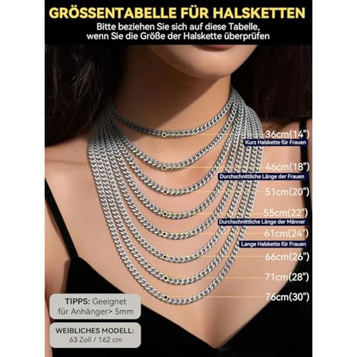 ChainsHouse Edelstahl Panzerkette Herren 71cm, 3mm Gliederkette aus 316L Edelstahl, karabinerverschluss, silber ohne Anhänger, Modeschmuck für Ehemann – Bild 3