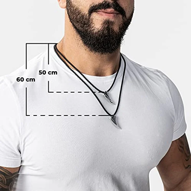 SERASAR Herren Lederkette mit Anhänger, 50cm Silber Lederband, Echtleder Schmuck mit Geschenkbox für Männer – Bild 4