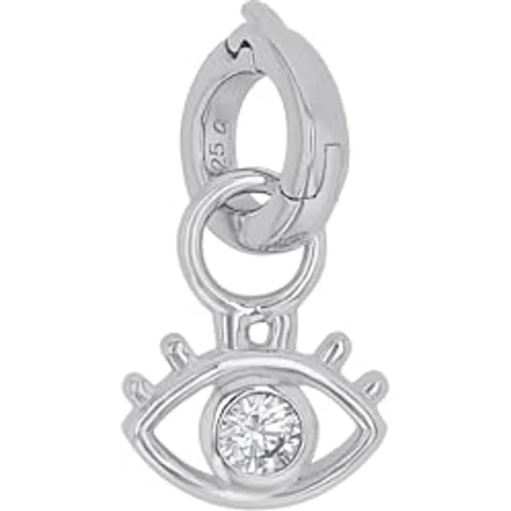 Amor Charm 925 Sterling Silber Damen Charms mit synthetischen Zirkonia, 16 mm, Weiß, Auge, in Schmuck Geschenk Box, 2038471 – Bild 5