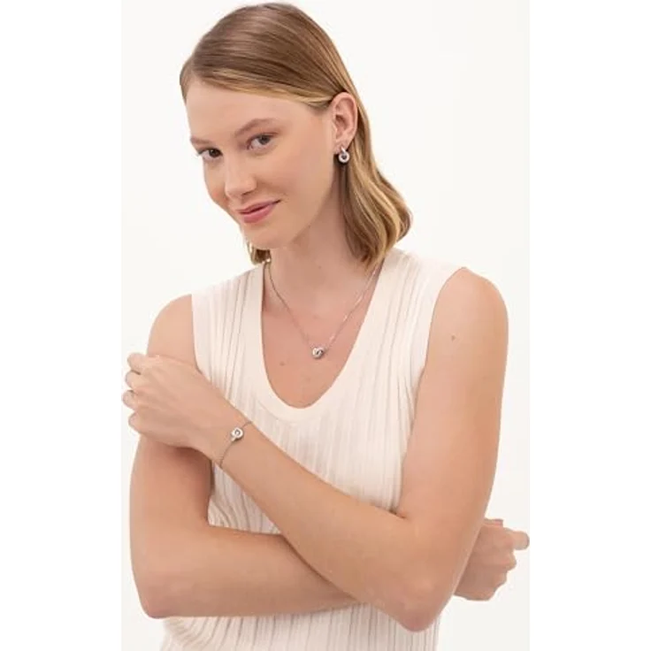 HUGO BOSS Damen-Armband mit verschnörkeltem Design, 316L Edelstahl mit Kristallpavé, verstellbarer Slider-Verschluss, 175 mm Umfang, 22 mm Breite – Bild 4