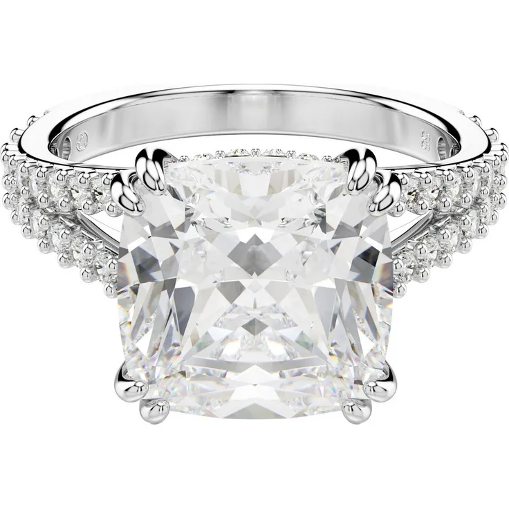Swarovski Stilla Ring, Fingerring mit Swarovski® Zirkonia (synth), silberfarbenes Finish und Pavé-Besatz