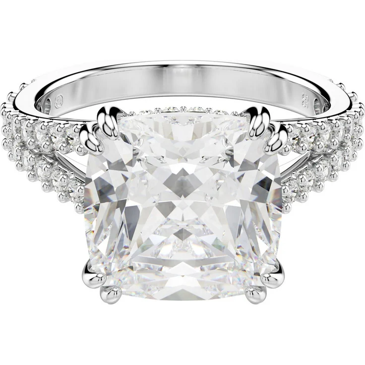 Swarovski Stilla Ring, Fingerring mit Swarovski® Zirkonia (synth), silberfarbenes Finish und Pavé-Besatz