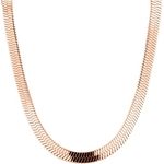 LIEBESKIND Extra breite Sleek Chain, Damen-Halskette aus Edelstahl IP Roségold, 45 cm mit Karabinerverschluss