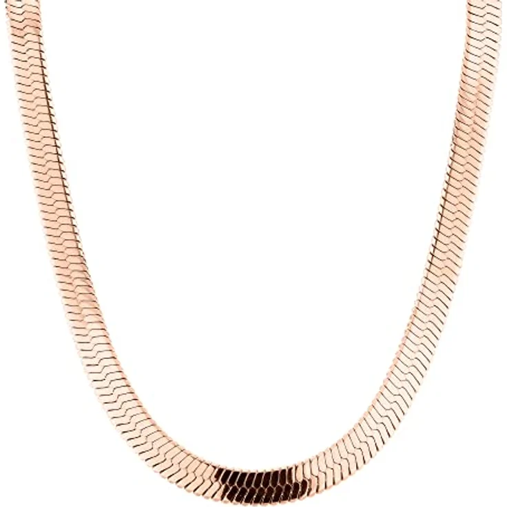 LIEBESKIND Extra breite Sleek Chain, Damen-Halskette aus Edelstahl IP Roségold, 45 cm mit Karabinerverschluss – Bild 1