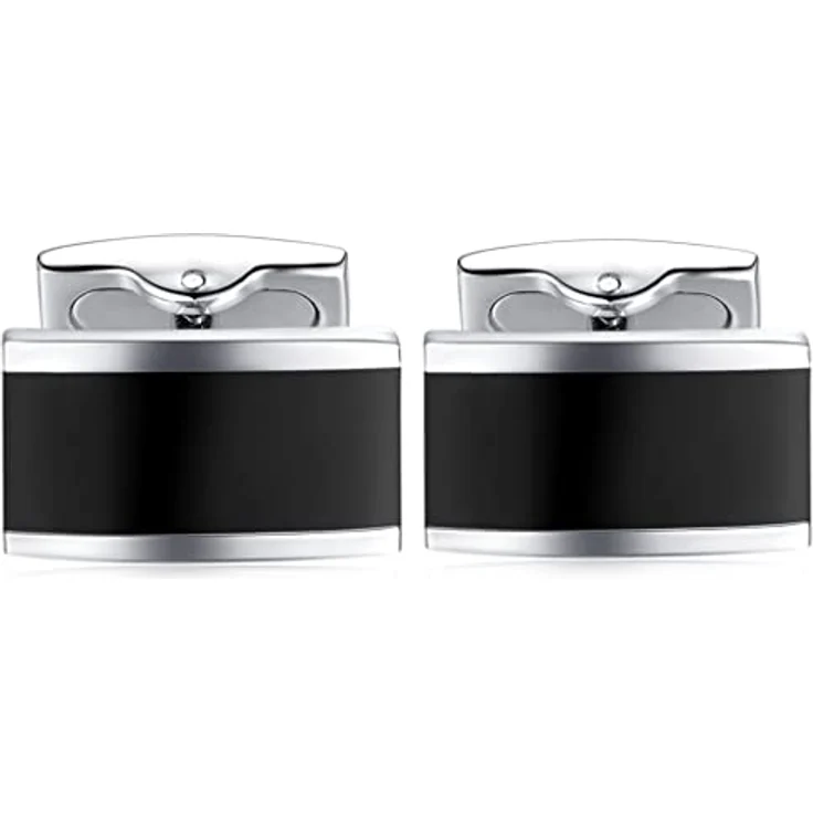 HONEY BEAR Infinity Manschettenknöpfe, Herren Hochzeit Cufflinks aus Edelstahl, Schwarz, 18mm x 11mm – Bild 2
