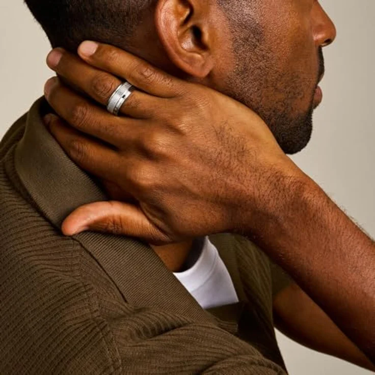 Fossil Herren Edelstahlband Ring, Silber, Größe 8-12, Combo Finish – Bild 3