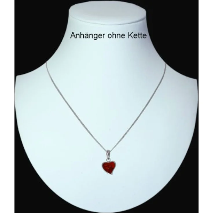 InCollections Damen-Anhänger 925/000 Sterlingsilber mit Bernstein, Herz, funkelndes Design, ideales Geschenk – Bild 2
