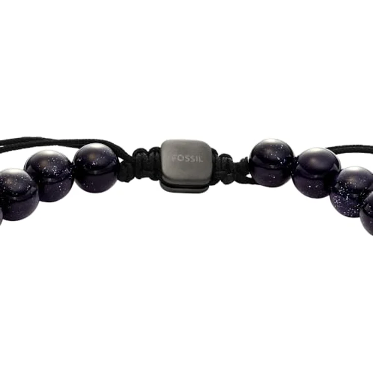 Fossil Herren-Edelstahl-Perlenarmband mit Schieberverschluss, poliert, tiefschwarz – Bild 4