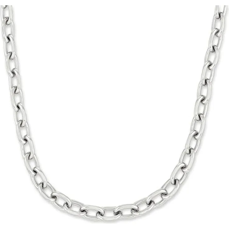 COPENHAGEN STUDIOS Basic Chunky Necklace, silber, verstellbare Gliederkette aus poliertem Edelstahl, wasserfest & hautfreundlich, 50 cm