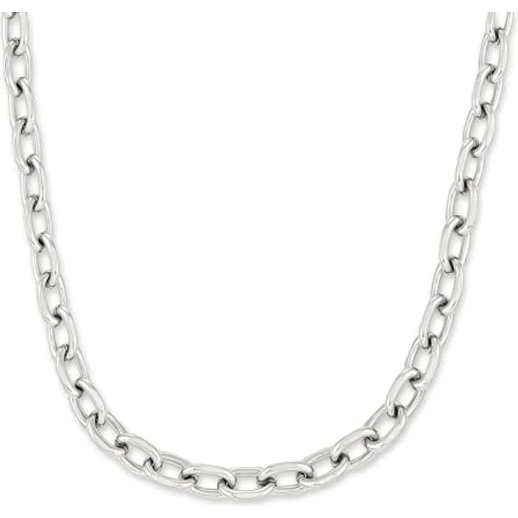 COPENHAGEN STUDIOS Basic Chunky Necklace, silber, verstellbare Gliederkette aus poliertem Edelstahl, wasserfest & hautfreundlich, 50 cm – Bild 1