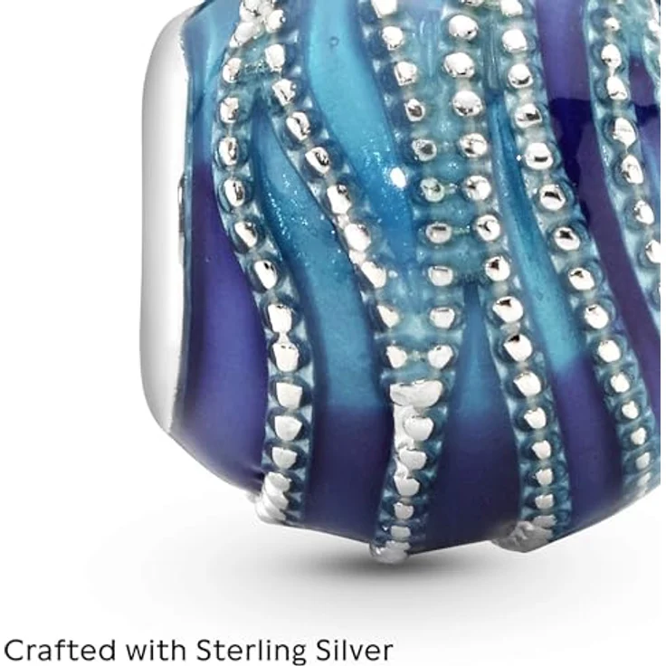 PANDORA Charm "Blaue Wirbel", Silber mit blauer Emaille, inspirieert von frischem Wasser, 797012ENMX – Bild 4
