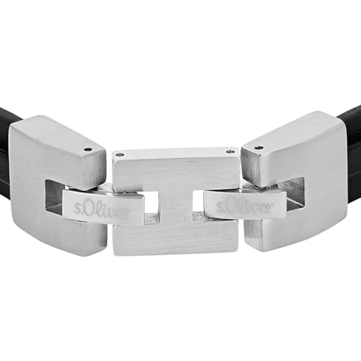 s.Oliver Herren Armband Infinity, Leder / Edelstahl, schwarz, longueur 20-21,5 cm, inkl. Geschenkbox – Bild 3