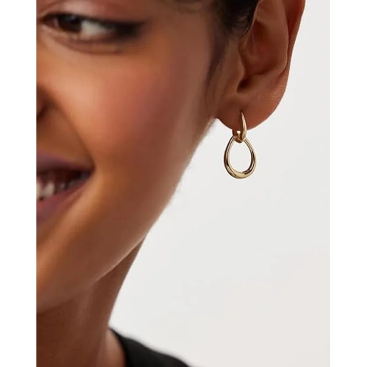 MUMREUES Hängende Creolen Ohrringe, 14 Karat vergoldet, hypoallergen, minimalistischer Schmuck für Damen, 26,2 mm lange, wasserfest – Bild 4