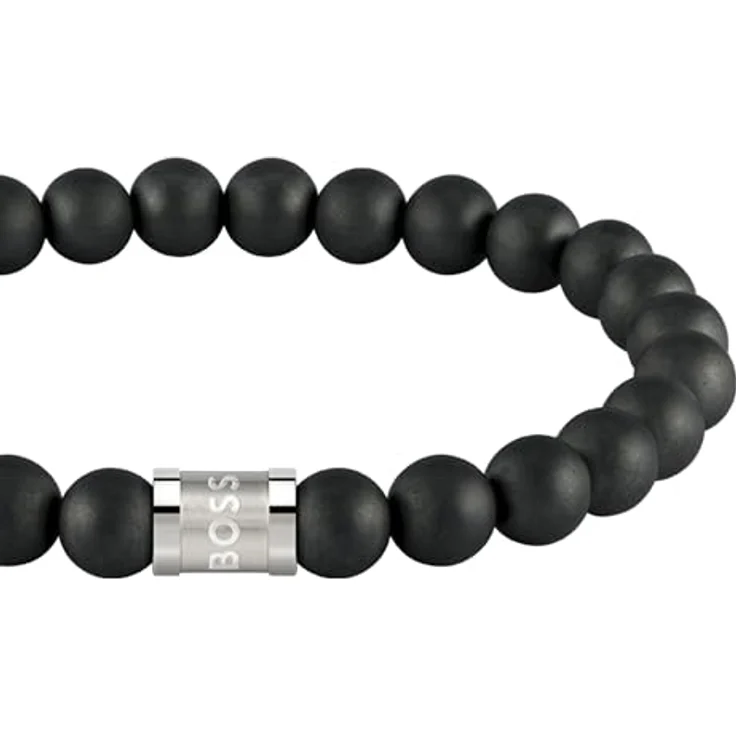 BOSS Jewelry Armband für Herren Kollektion BEADS FOR HIM, Matte Onyx-Perlen, Innenumfang 19 cm, Magnetverschluss, graviertes Logo – Bild 2