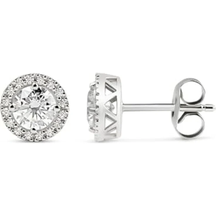 FAVS Damen-Ohrstecker 375er Weißgold mit 2 Zirkonia, elegantes Design, One Size – Bild 2