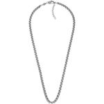 Fossil Herren-Halskette All Stacked Up, Edelstahl-Kette mit poliertem Finish, Silberfarben, 508mm+50mm lang, 5mm breit, Karabinerverschluss