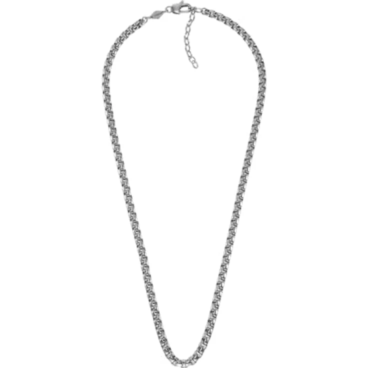 Fossil Herren-Halskette All Stacked Up, Edelstahl-Kette mit poliertem Finish, Silberfarben, 508mm+50mm lang, 5mm breit, Karabinerverschluss – Bild 1