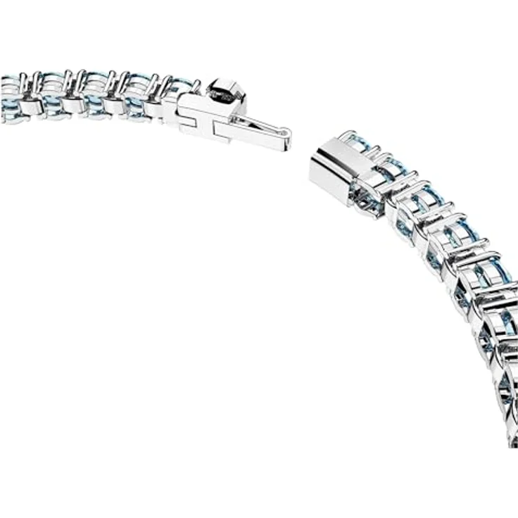 Swarovski Matrix Tennis Armband, Rundschliff, Blau, Rhodiniert mit Aquamarin-Elementen – Bild 3
