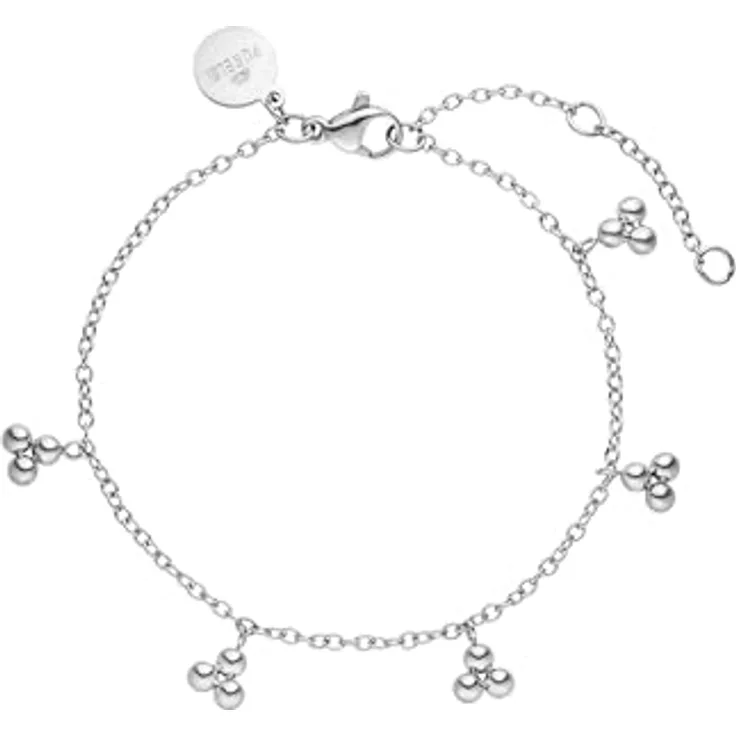 Purelei Filigranes Armband mit 7 Anhängern, Edelstahl vergoldet, verstellbar 16–20 cm, inspiriert von Natur & Element Erde, Silber