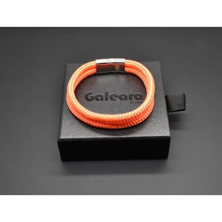 Galeara Noa Segeltau Armband Geflochten, Nautisch mit Magnetverschluss, orange - schwarz, Größe 225 mm – Bild 4