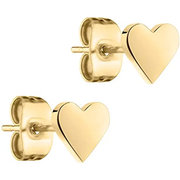 Tamaris Mini Ohrringe in Gold, Herzform, Edelstahl, 0,6 cm mit Steckverschluss