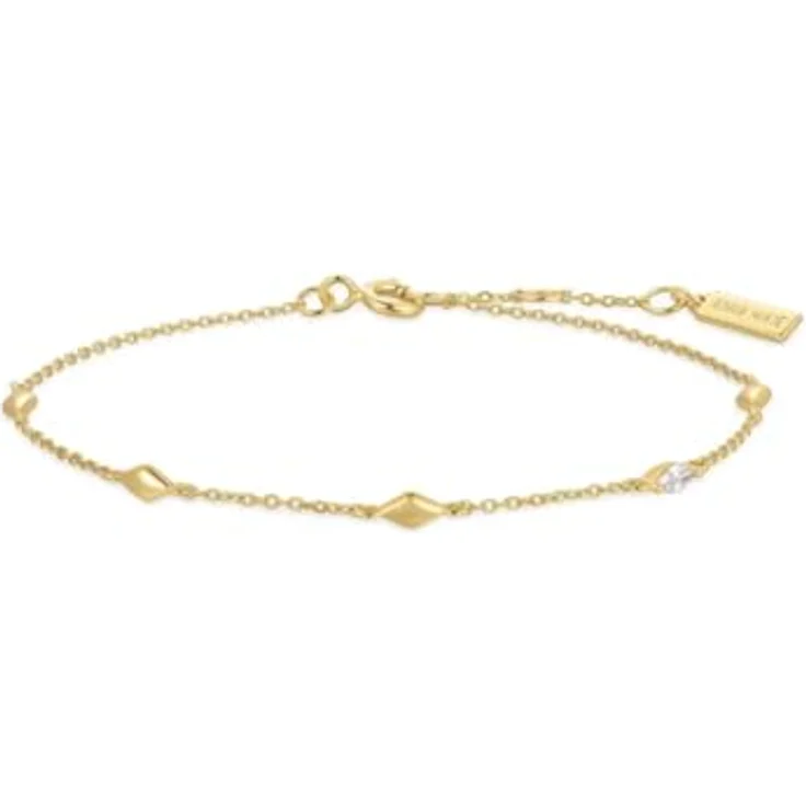ANIA HAIE MELODIC POET Damen Armband Multi Rhombus Station, 925 Sterling Silber 14k vergoldet, Zirkonia, 16,5 cm + 2 cm Verlängerung, Geschenkverpackung – Bild 1