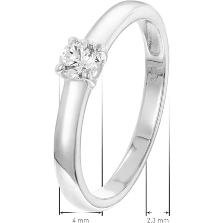 GLIZZ Damenring GL1054-54, Lab Grown Diamant 0,25 ct, Weißgold 333/8K, Ringgröße 54/17,2, polierte Oberfläche – Bild 4