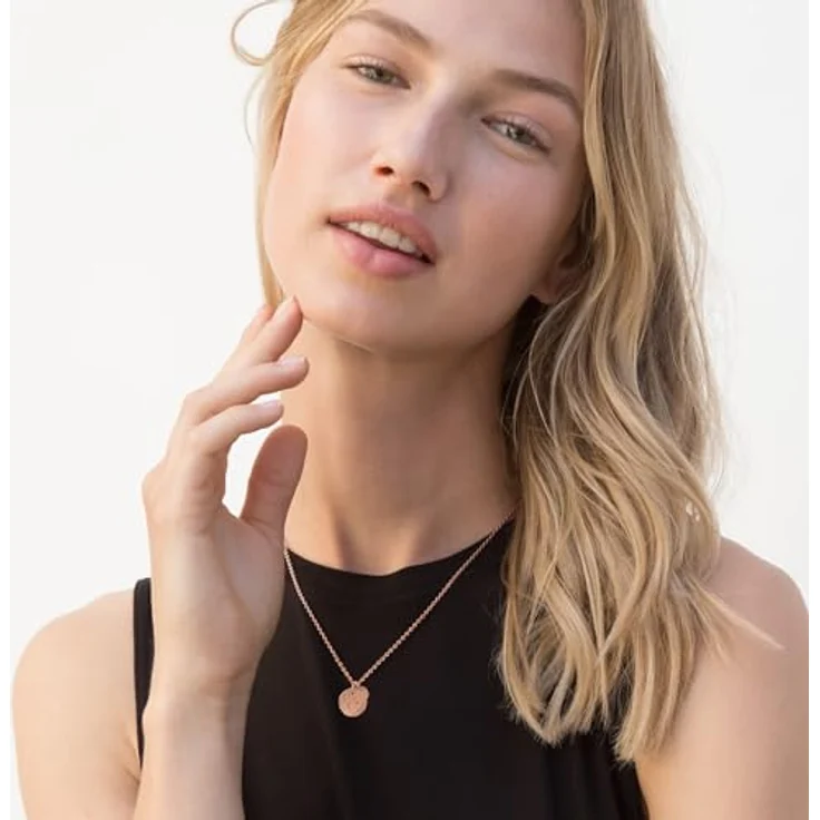day.berlin Damen Halskette Rosegold 18k vergoldet, 45+5cm Panzerkette mit Plättchen und Coin Anhänger, 316L Edelstahl, nickelfrei & wasserfest – Bild 2