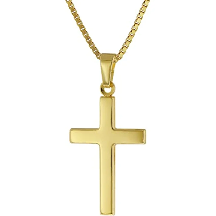 trendor Kreuz für Damen und Herren, Gold 585 mit vergoldeter Silberkette, 40 cm, elegantes Schmuckstück in zeitlosem Design – Bild 1