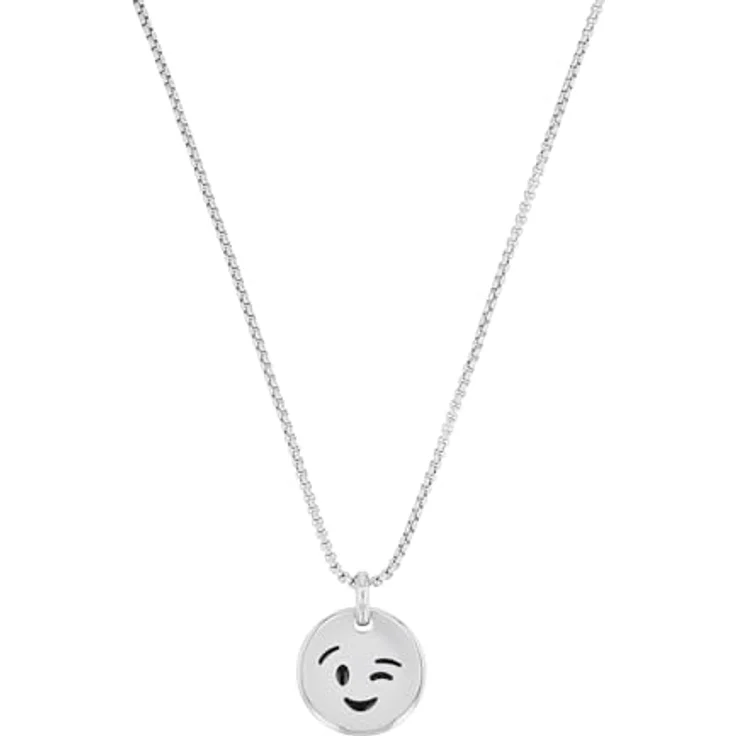 s.Oliver Kette mit Anhänger Edelstahl für Jungen, 40+3 cm, Silber, Smiley, kommt in Schmuck Geschenk Box, 2034938 – Bild 1