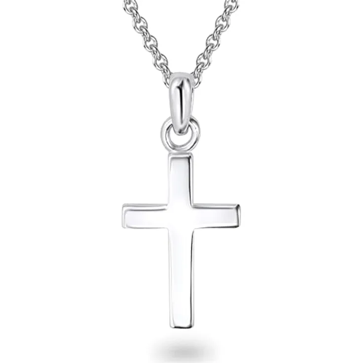 Rafaela Donata Damen Halskette mit abnehmbarem Kreuz Anhänger aus 925/- Sterling Silber, 42 cm Ankerkette mit Verlängerung, Unisex Schmuck für Mädchen