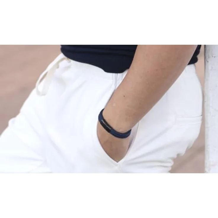 Galeara Noa Premio, Segeltau Armband aus Nylon mit Edelstahl Magnetverschluss, nautisch geflochten, dunkelblau-schwarz, Größe 195 mm – Bild 5