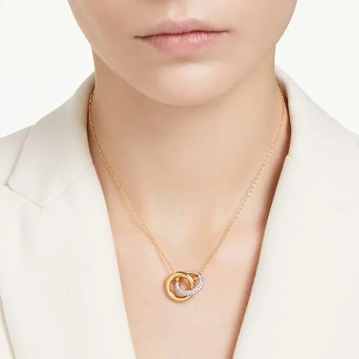 Swarovski Dextera Anhänger, Vergoldete Damenhalskette mit Pavé Swarovski Kristallen und Zirkonia – Bild 5