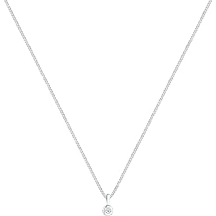 Elli DIAMONDS Halskette Damen, Rund Diamant (0.03 ct.) in 925 Sterling Silber, handgefertigt, 45 cm, Hochglanzpoliert – Bild 2