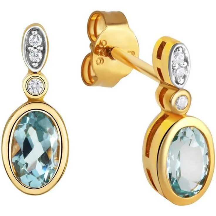 Firetti Paar Ohrstecker, 925 Silber, Blautopas (behandelt) und Zirkonia, eleganter Ohrschmuck