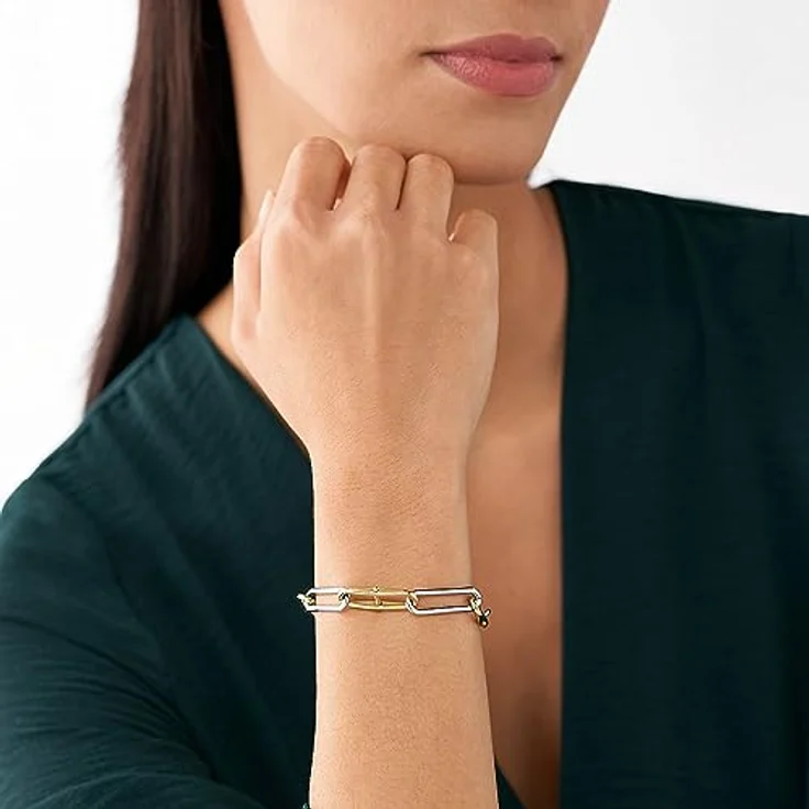 Fossil Damenarmband Heritage D-Link, Edelstahl-Kettenarmband, Bicolor, Poliertes Finish – Bild 2