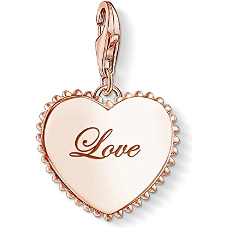 THOMAS SABO Damen Charm-Anhänger Liebesbeweis, 925 Sterlingsilber, eleganter Charm mit Karabinerhaken für Bettelarmbänder