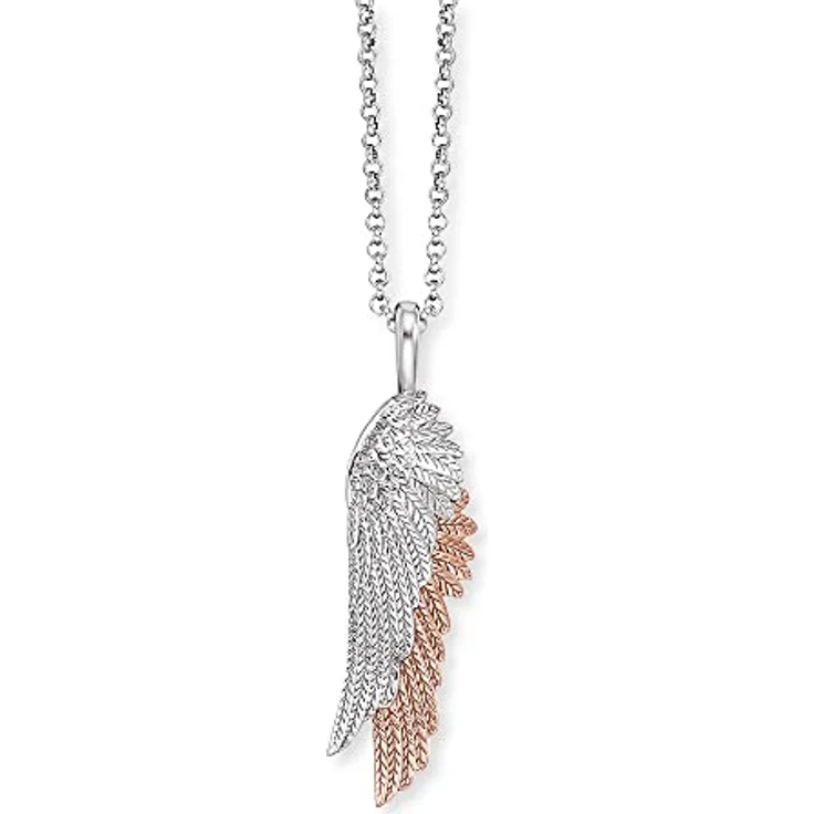 Engelsrufer Wingduo Damen Halskette, Sterling Silber mit Flügel Anhänger in Silber/Roségold, verstellbar in drei Längen, nickelfrei, Karabinerverschluss