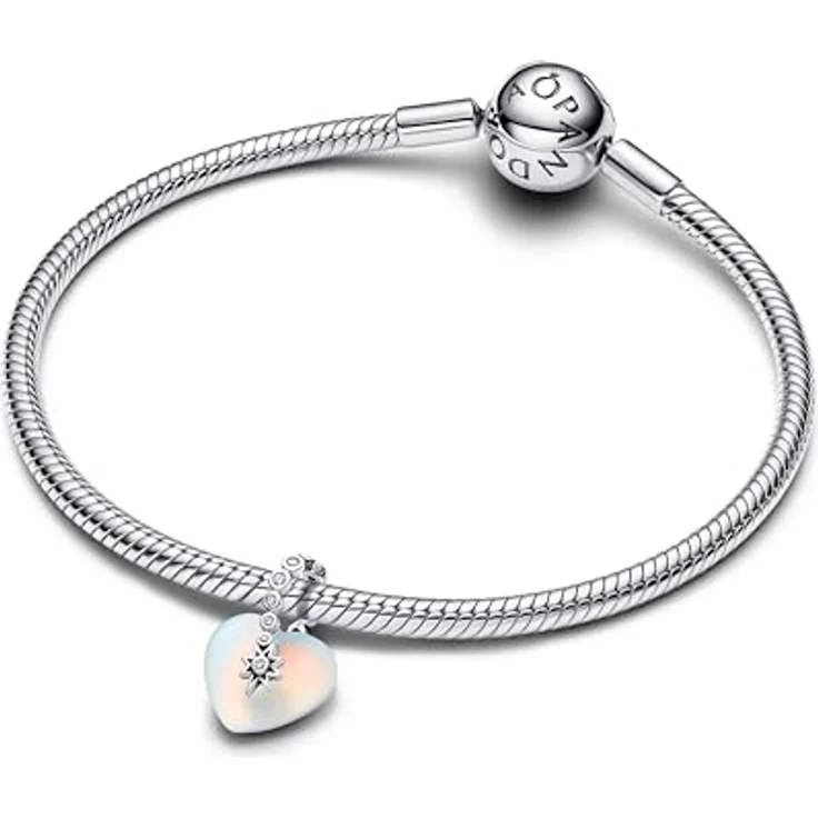 PANDORA Moments Sternschnuppe & Herz Charm-Anhänger, Sterling-Silber mit Zirkonia und Glas, kompatibel mit ME und Moments, 794143C01 – Bild 3