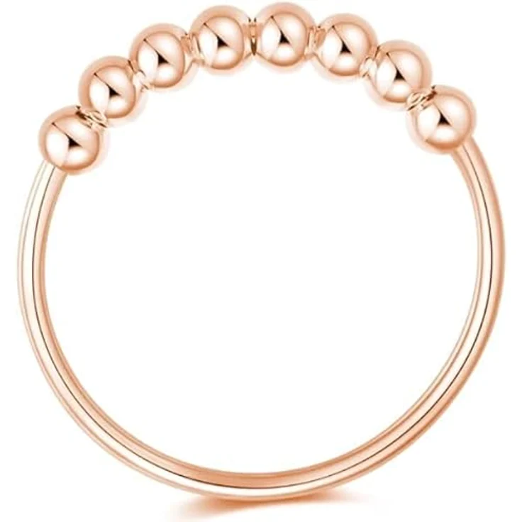 Lisandra Scott 925 Sterling Silber Angst Spinning Ring mit Perlen, Anti-Stress Dekompression Angstring, Rosegold, Größe 56 – Bild 3