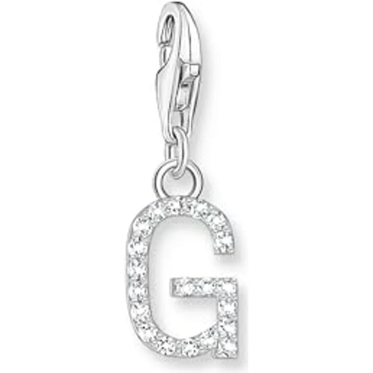 THOMAS SABO Charm-Anhänger Buchstabe G, 925er Sterlingsilber mit weißen Steinen – Bild 1