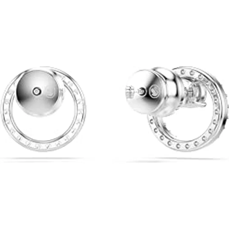 Swarovski Constella Ohrstecker, weiße, rhodinierte Ohrringe mit Swarovski Kristallen im Rundschliff und Pavé-Ring – Bild 4