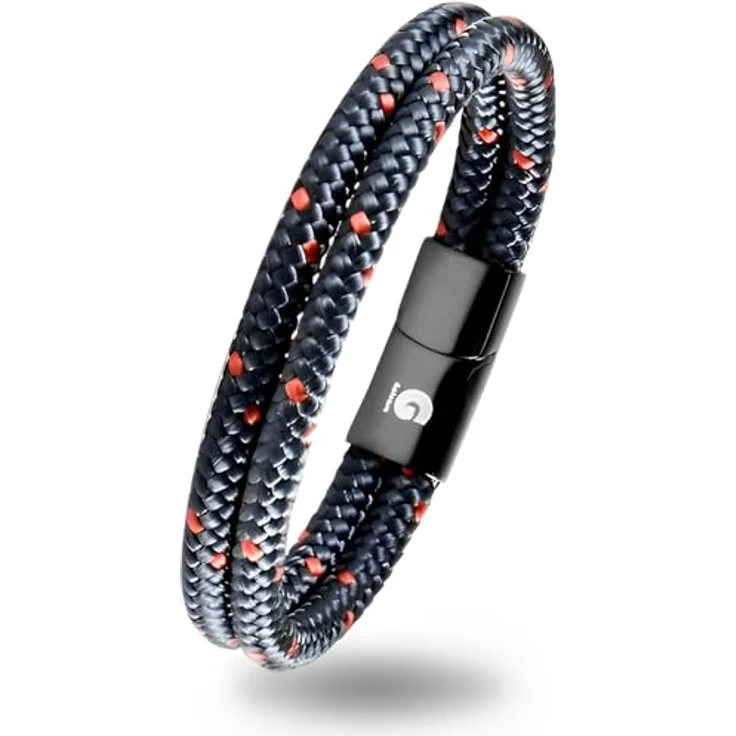 Galeara Segeltau Armband Noa, geflochtenes Nautisches Armband mit Edelstahl Magnetverschluss, 215 mm, Navy – Bild 1