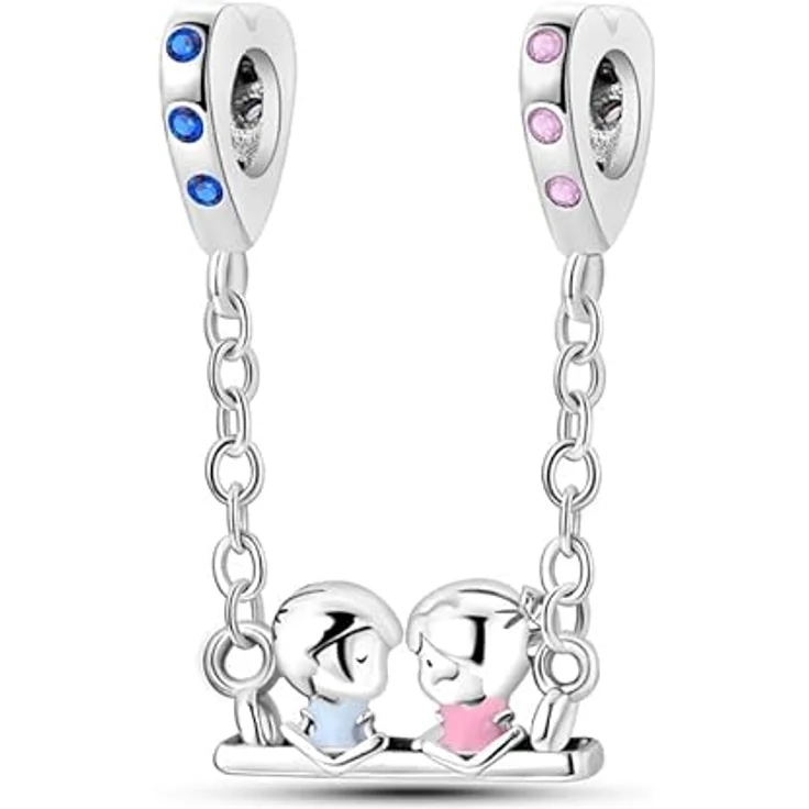 Pandach Damen Charm Anhänger 925 Sterling Silber mit Zirkonia, kompatibel mit europäischen Armbändern und Halsketten – Bild 1