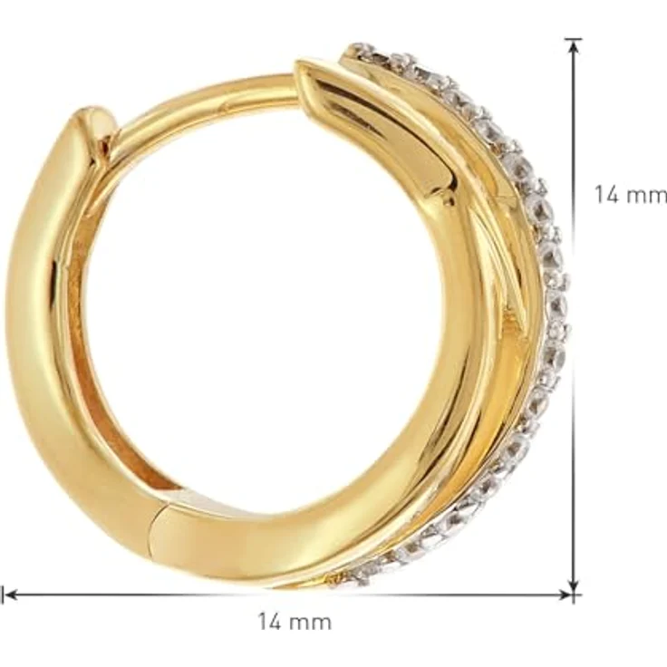 trendor Damen-Ohrringe Klapp-Creolen Gold 333/8K mit Zirkonia, 14 mm Außendurchmesser, edles Geschenkset – Bild 5