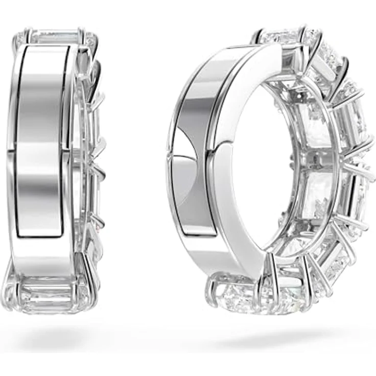 Swarovski Matrix Ohrclips, Kissenschliff, Weiß, rhodiniert, elegante Damen-Ohrringe – Bild 4