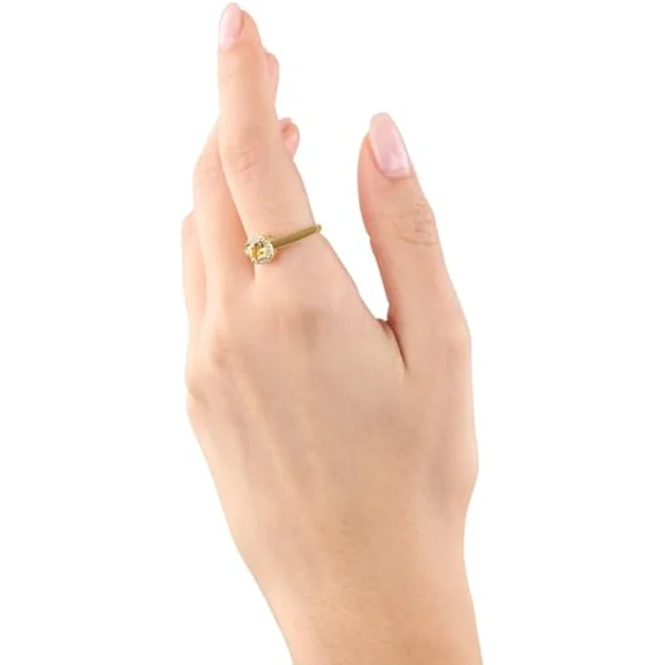 s.Oliver Damen Ring 925 Sterling Silber mit synthetischen Zirkonia, gold, 7,5 mm breit, in Schmuck Geschenk Box, 2037833 – Bild 3