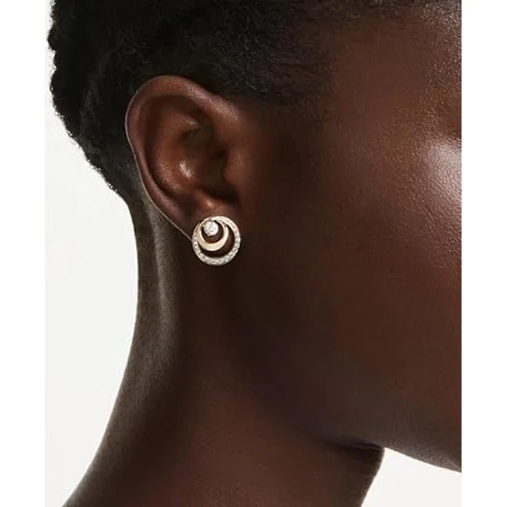 Swarovski Hyperbola Ohrstecker, Rundschliff, Weiß mit Goldlegierungsschicht, Pavé Design – Bild 2