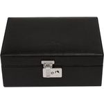 Windrose Beluga Watch Safe Box L, Schmuckbox aus Leder für Uhren, schwarz, 25 x 17 x 10 cm
